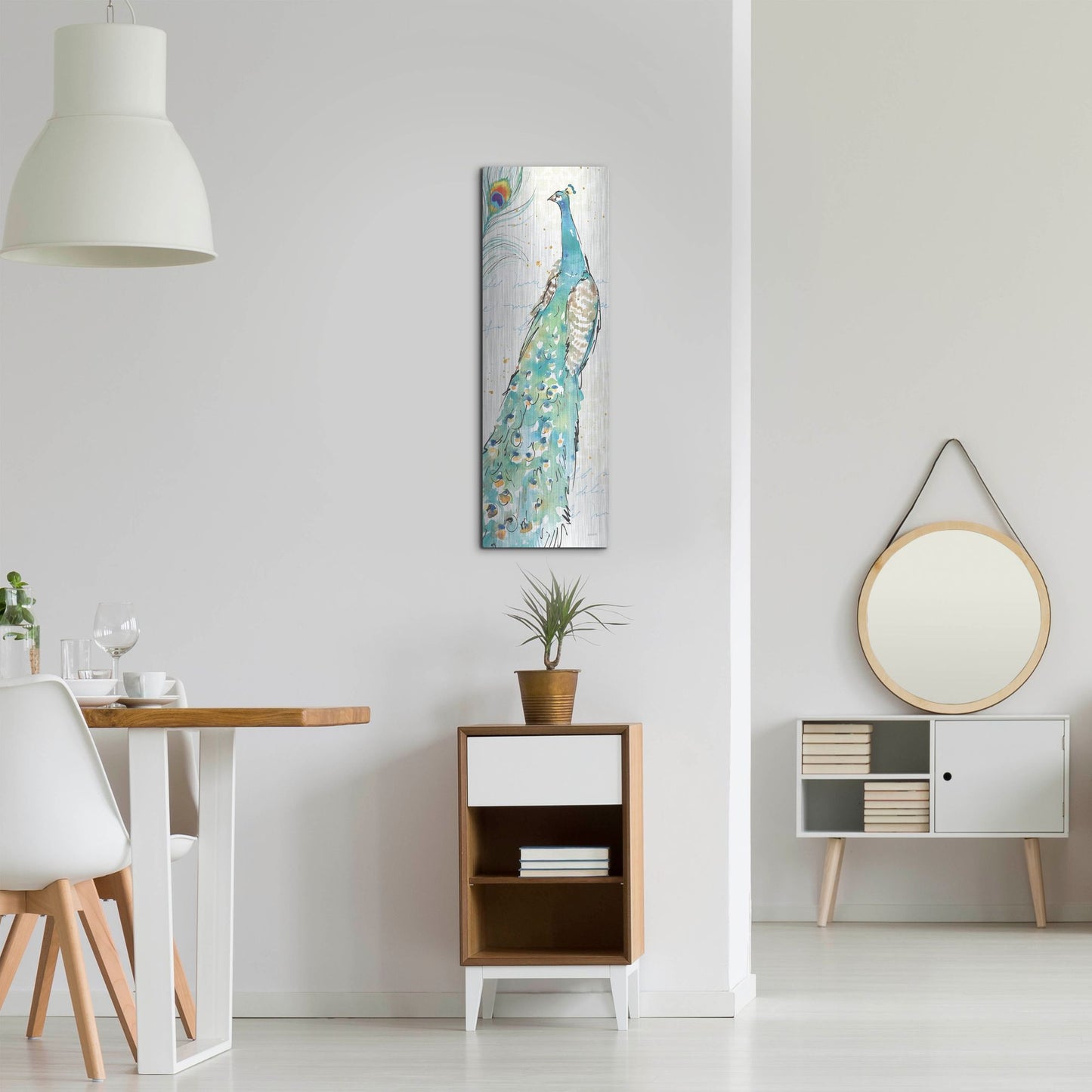 Luxe Metal Art 'Peacock Garden III' by Anne Tavoletti, Metal Wall Art,12x36