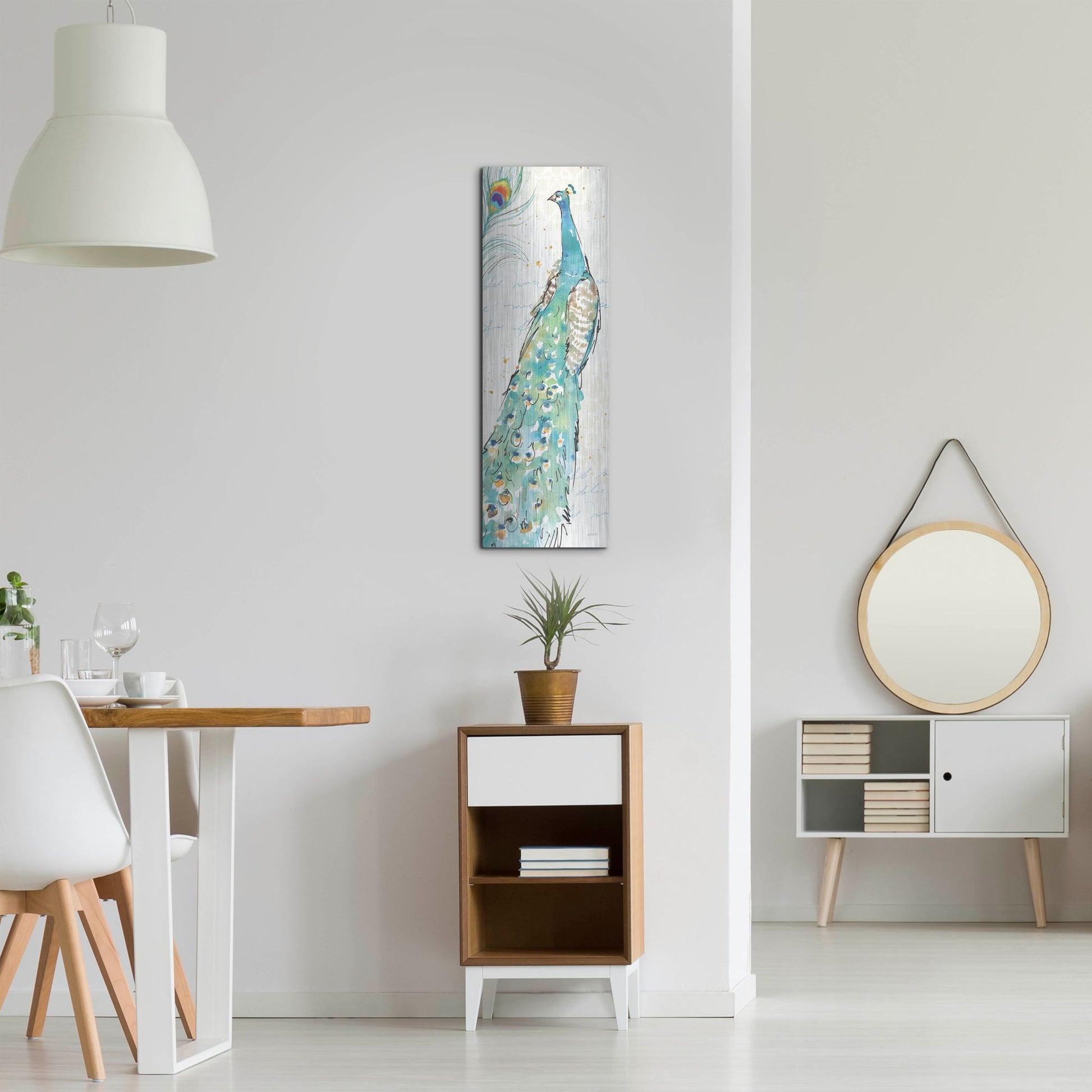 Luxe Metal Art 'Peacock Garden III' by Anne Tavoletti, Metal Wall Art,12x36