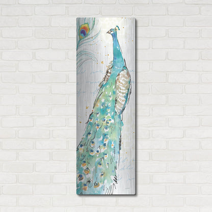 Luxe Metal Art 'Peacock Garden III' by Anne Tavoletti, Metal Wall Art,16x48
