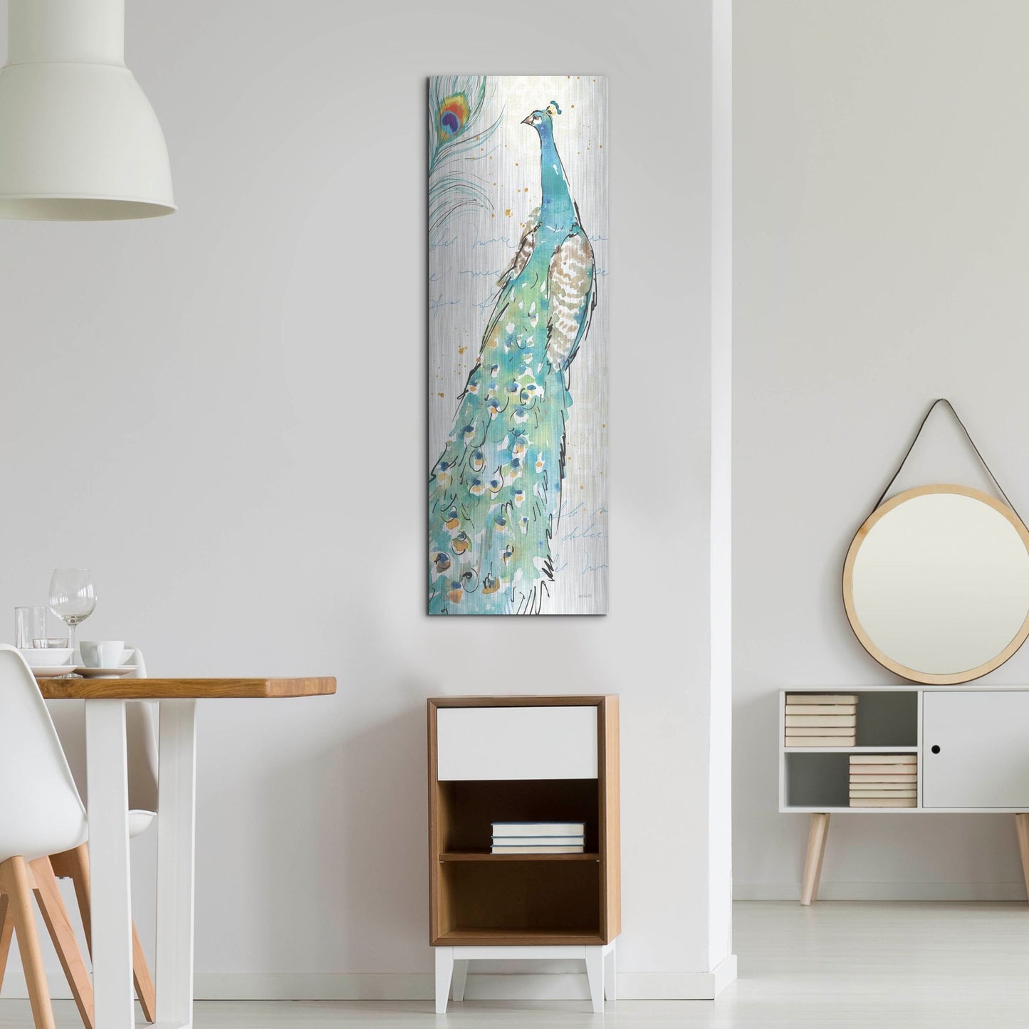 Luxe Metal Art 'Peacock Garden III' by Anne Tavoletti, Metal Wall Art,16x48