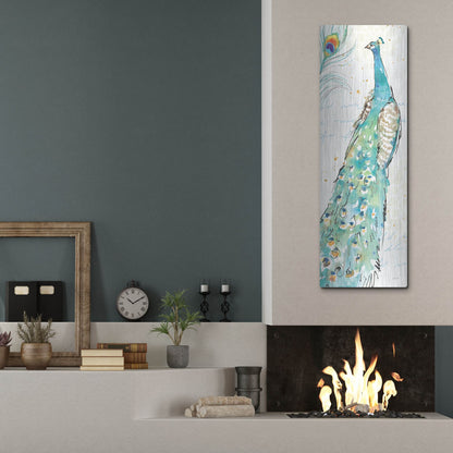 Luxe Metal Art 'Peacock Garden III' by Anne Tavoletti, Metal Wall Art,16x48