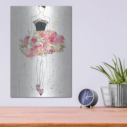 Luxe Metal Art 'Floral Fashion II' by Anne Tavoletti, Metal Wall Art,12x16