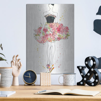 Luxe Metal Art 'Floral Fashion II' by Anne Tavoletti, Metal Wall Art,12x16