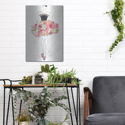 Luxe Metal Art 'Floral Fashion II' by Anne Tavoletti, Metal Wall Art,12x16