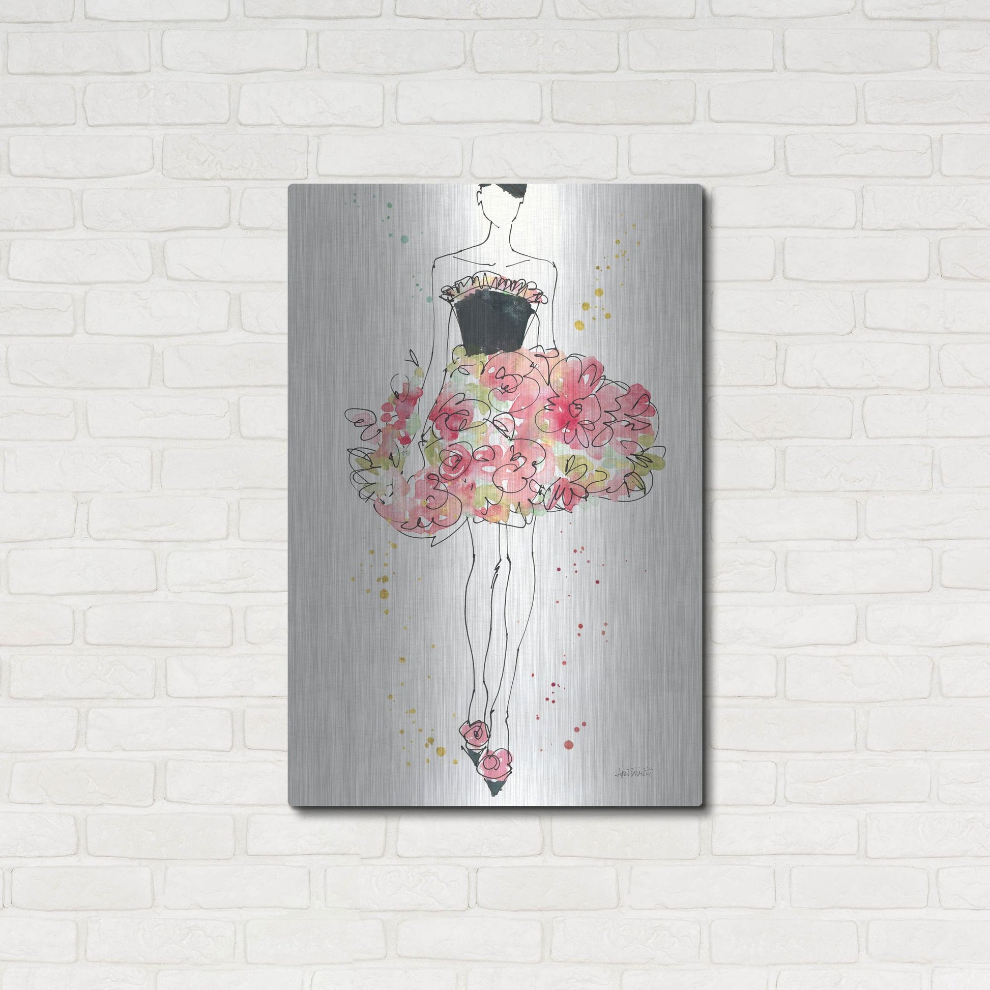Luxe Metal Art 'Floral Fashion II' by Anne Tavoletti, Metal Wall Art,24x36