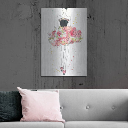 Luxe Metal Art 'Floral Fashion II' by Anne Tavoletti, Metal Wall Art,24x36
