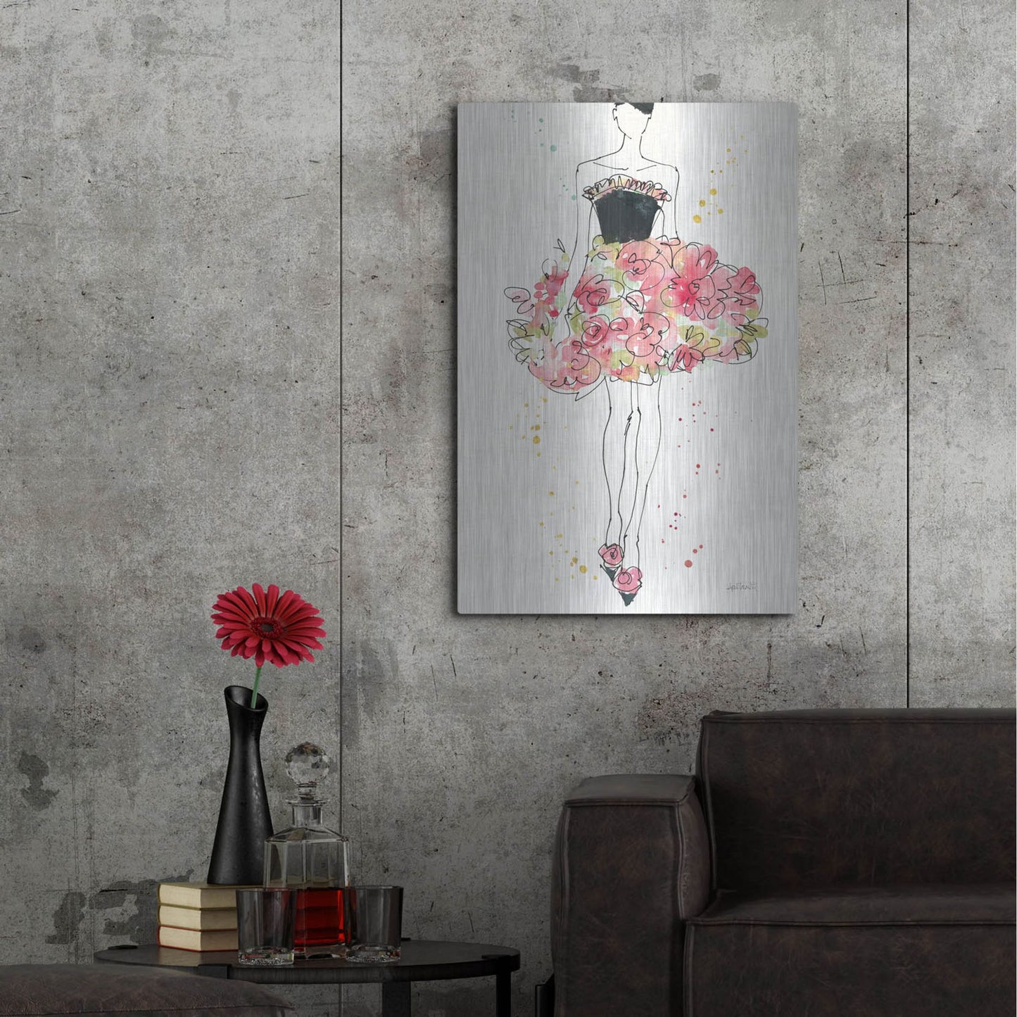 Luxe Metal Art 'Floral Fashion II' by Anne Tavoletti, Metal Wall Art,24x36