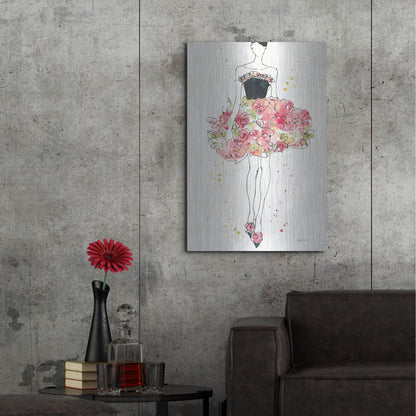 Luxe Metal Art 'Floral Fashion II' by Anne Tavoletti, Metal Wall Art,24x36