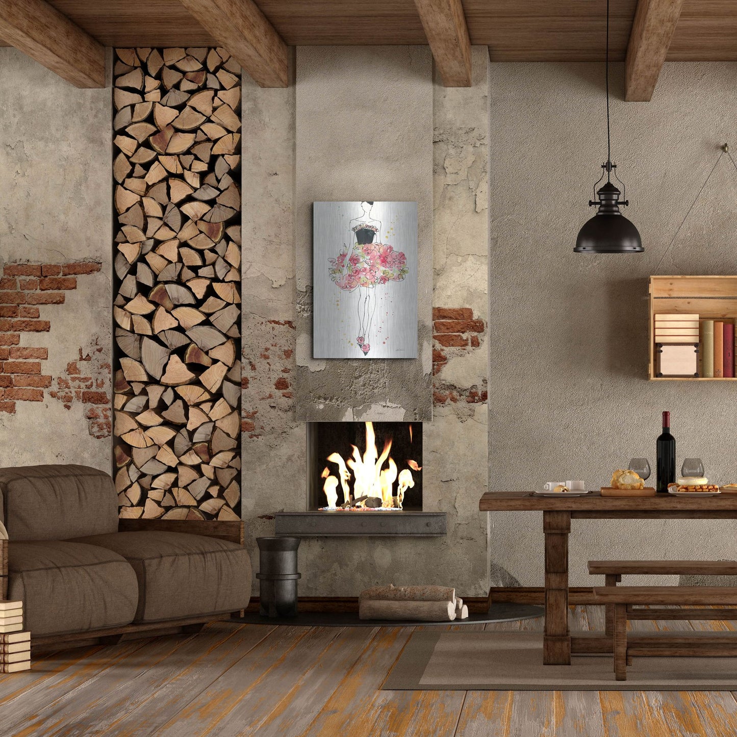 Luxe Metal Art 'Floral Fashion II' by Anne Tavoletti, Metal Wall Art,24x36