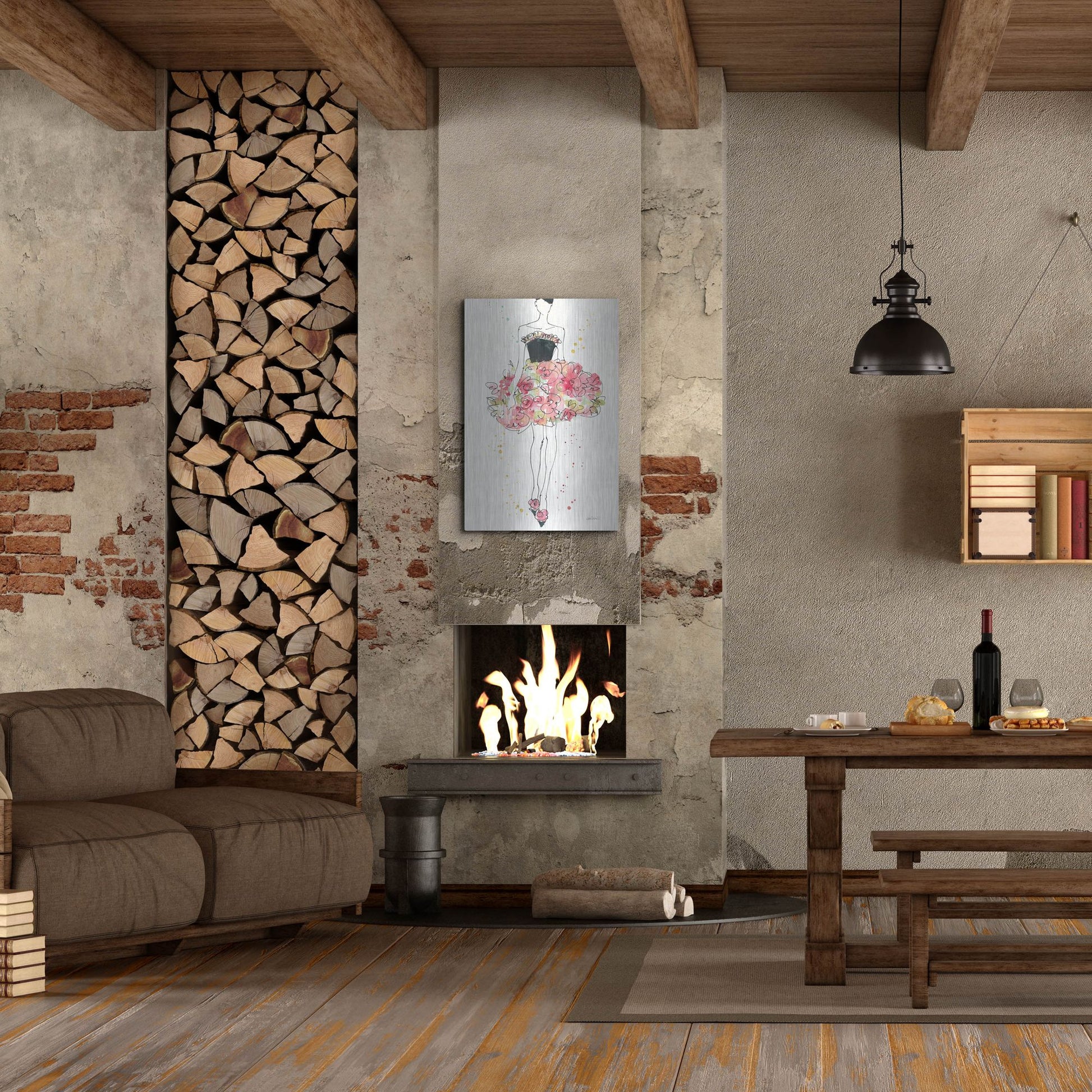 Luxe Metal Art 'Floral Fashion II' by Anne Tavoletti, Metal Wall Art,24x36