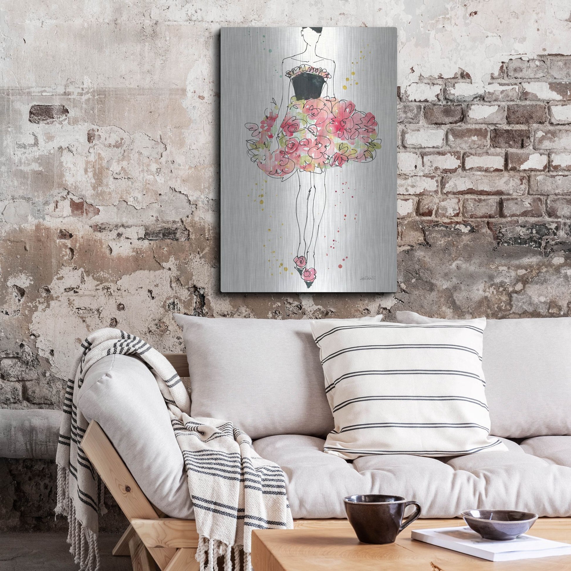 Luxe Metal Art 'Floral Fashion II' by Anne Tavoletti, Metal Wall Art,24x36