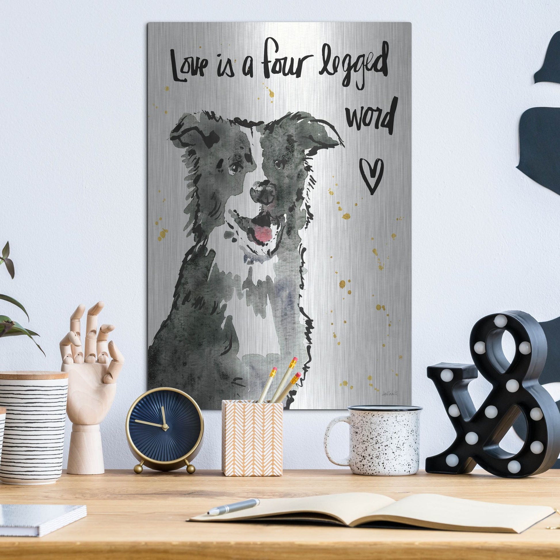 Luxe Metal Art 'Strike a Paws XI' by Anne Tavoletti, Metal Wall Art,12x16