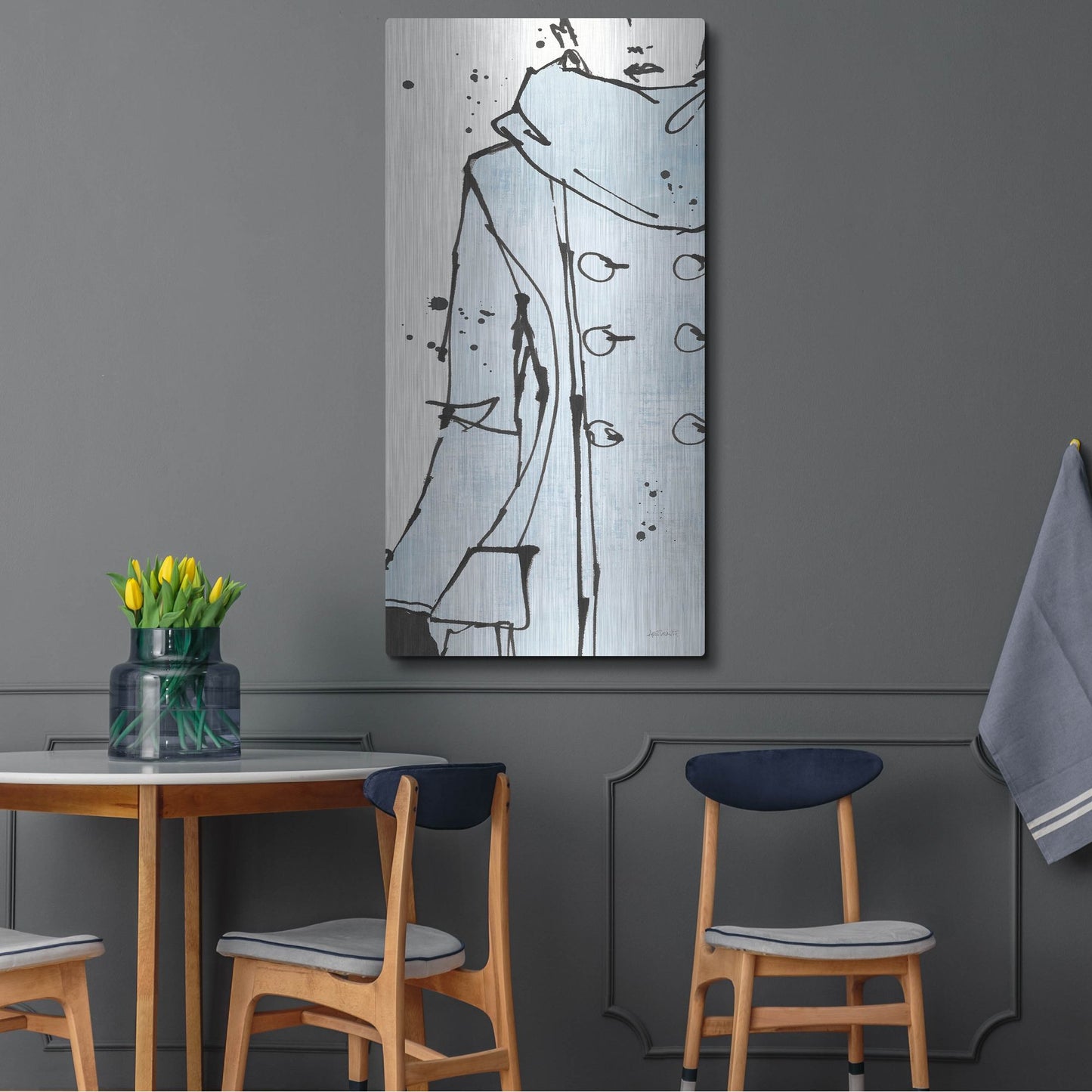 Luxe Metal Art 'Fashion Strokes VII Pastel' by Anne Tavoletti, Metal Wall Art,24x48