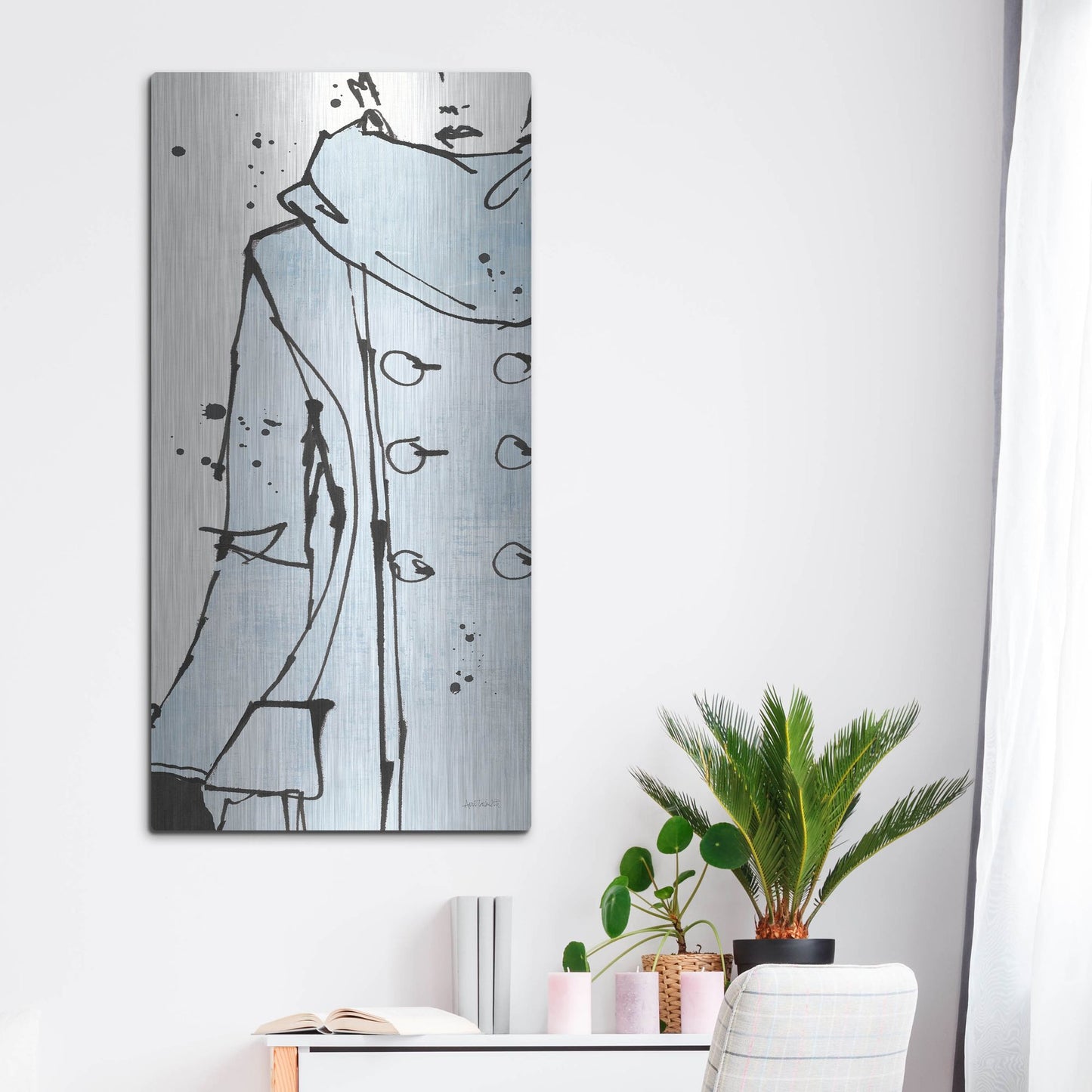 Luxe Metal Art 'Fashion Strokes VII Pastel' by Anne Tavoletti, Metal Wall Art,24x48