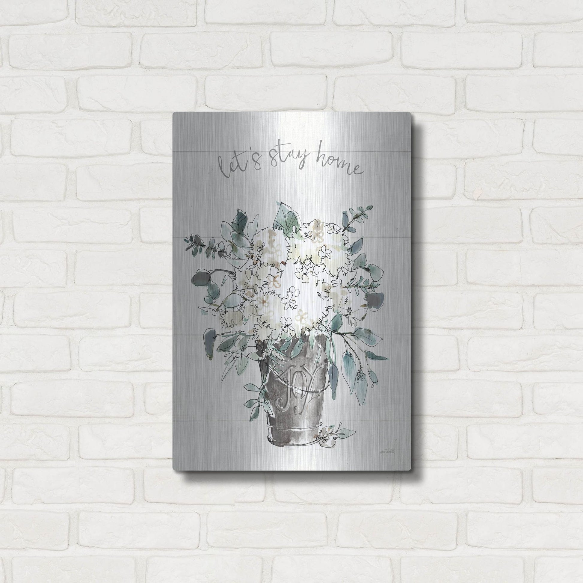 Luxe Metal Art 'Modern Farmhouse V' by Anne Tavoletti, Metal Wall Art,16x24