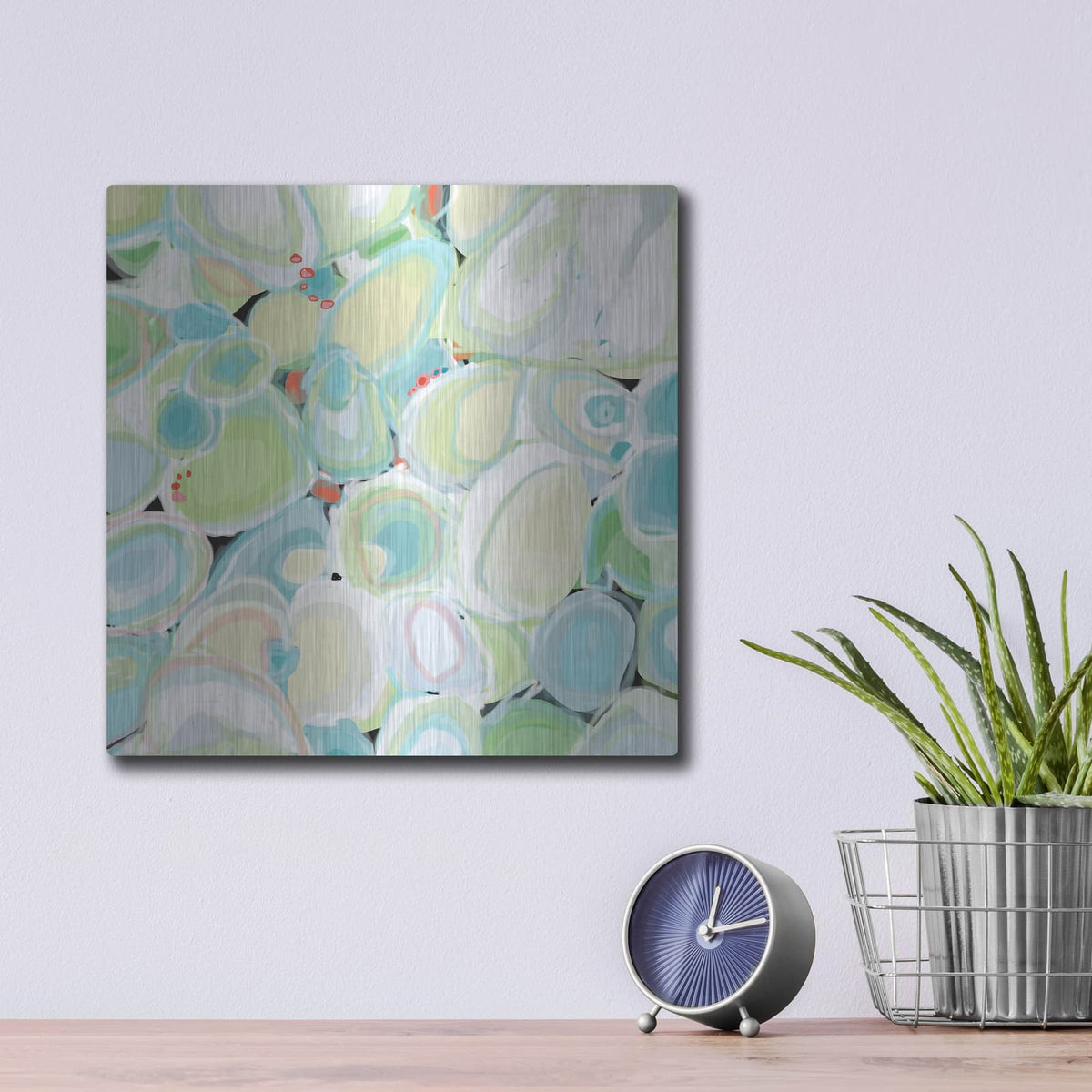 'Mint Cocktail' by Jan Weiss – Metal Wall Art, 12x12 room view