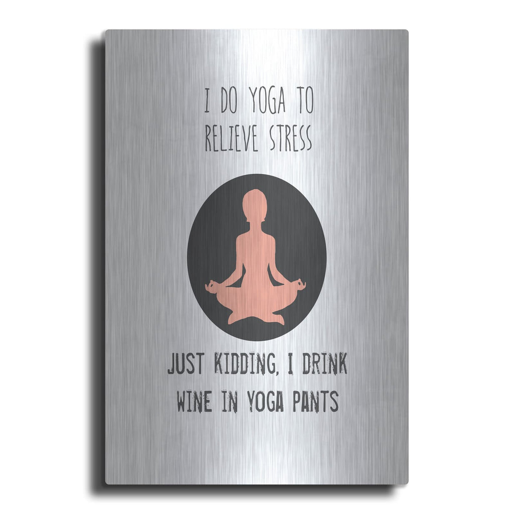 'Wine And Yoga' by Jan Weiss – Metal Wall Art