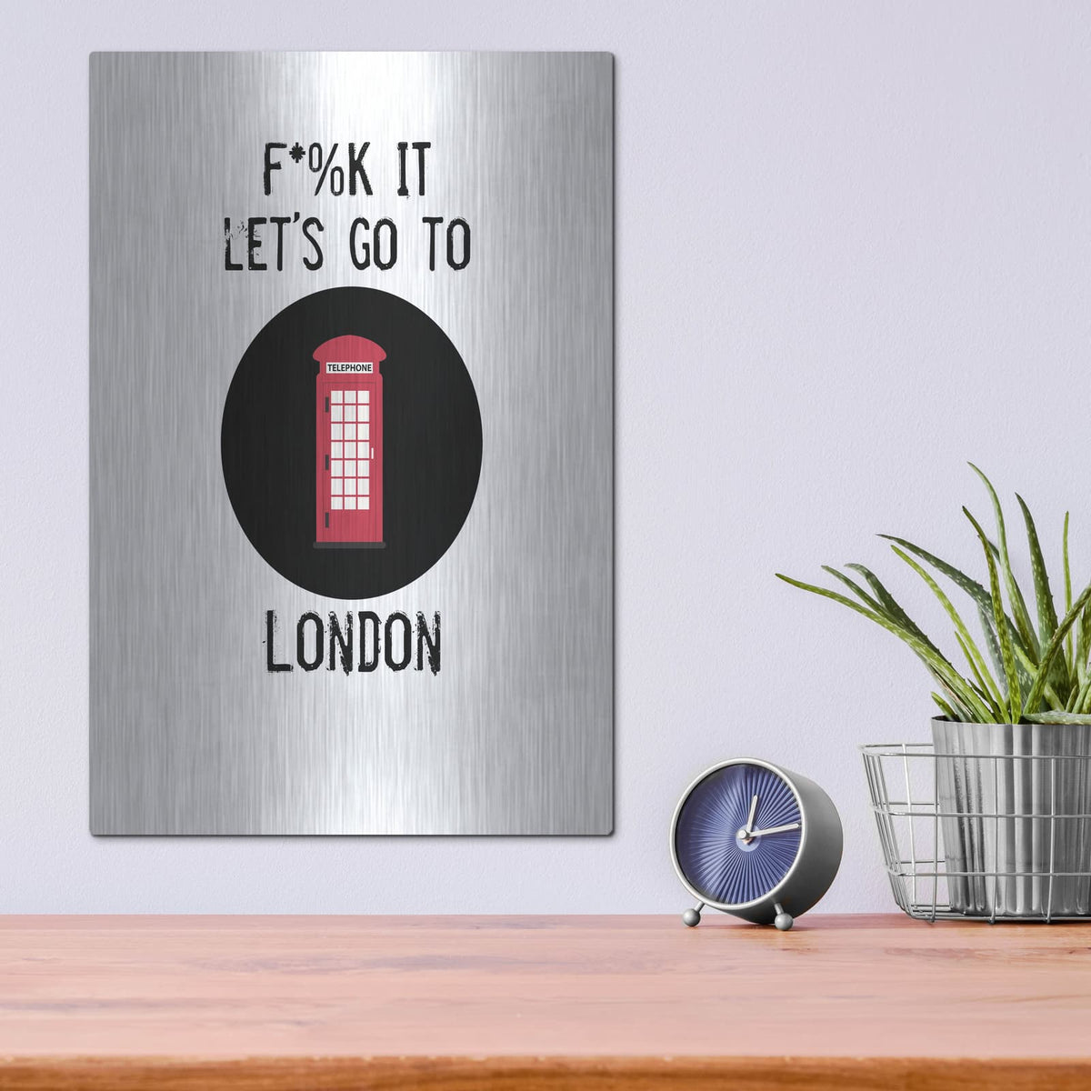 'Lets Go To London' by Jan Weiss – Metal Wall Art, 12x16 room view