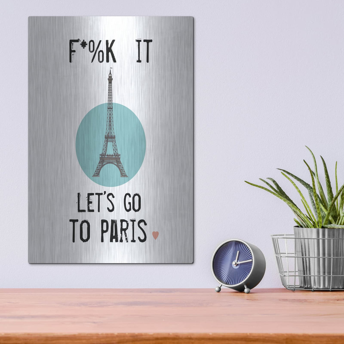 'Lets Go To Paris' by Jan Weiss – Metal Wall Art, 12x16 room view