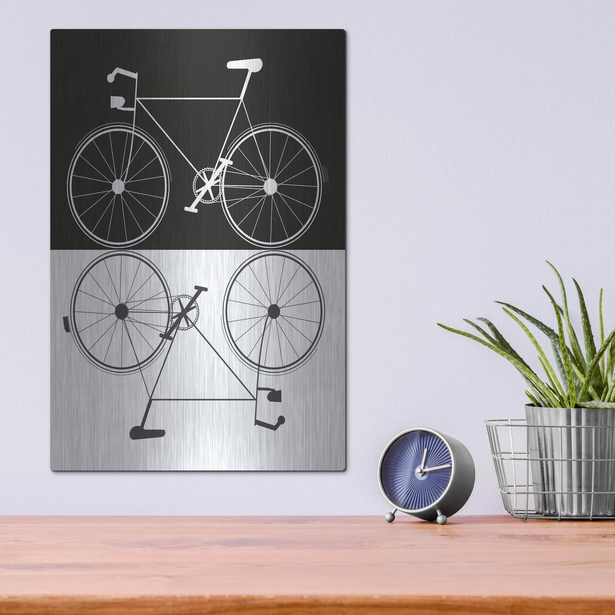 'Two Bikes' by Jan Weiss – Metal Wall Art, 12x16 room view