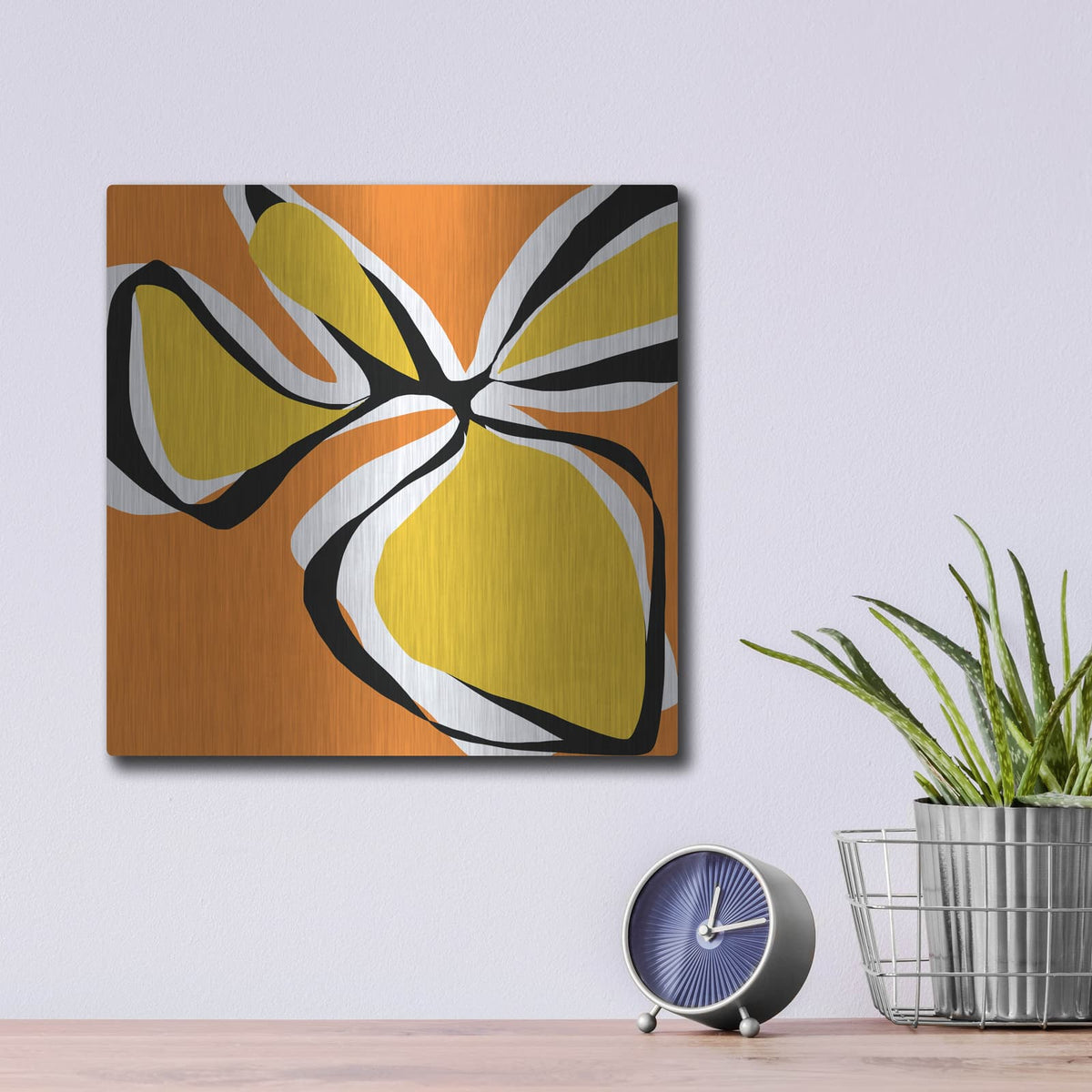'Oh So Pretty Yellow' by Jan Weiss – Metal Wall Art, 12x12 room view