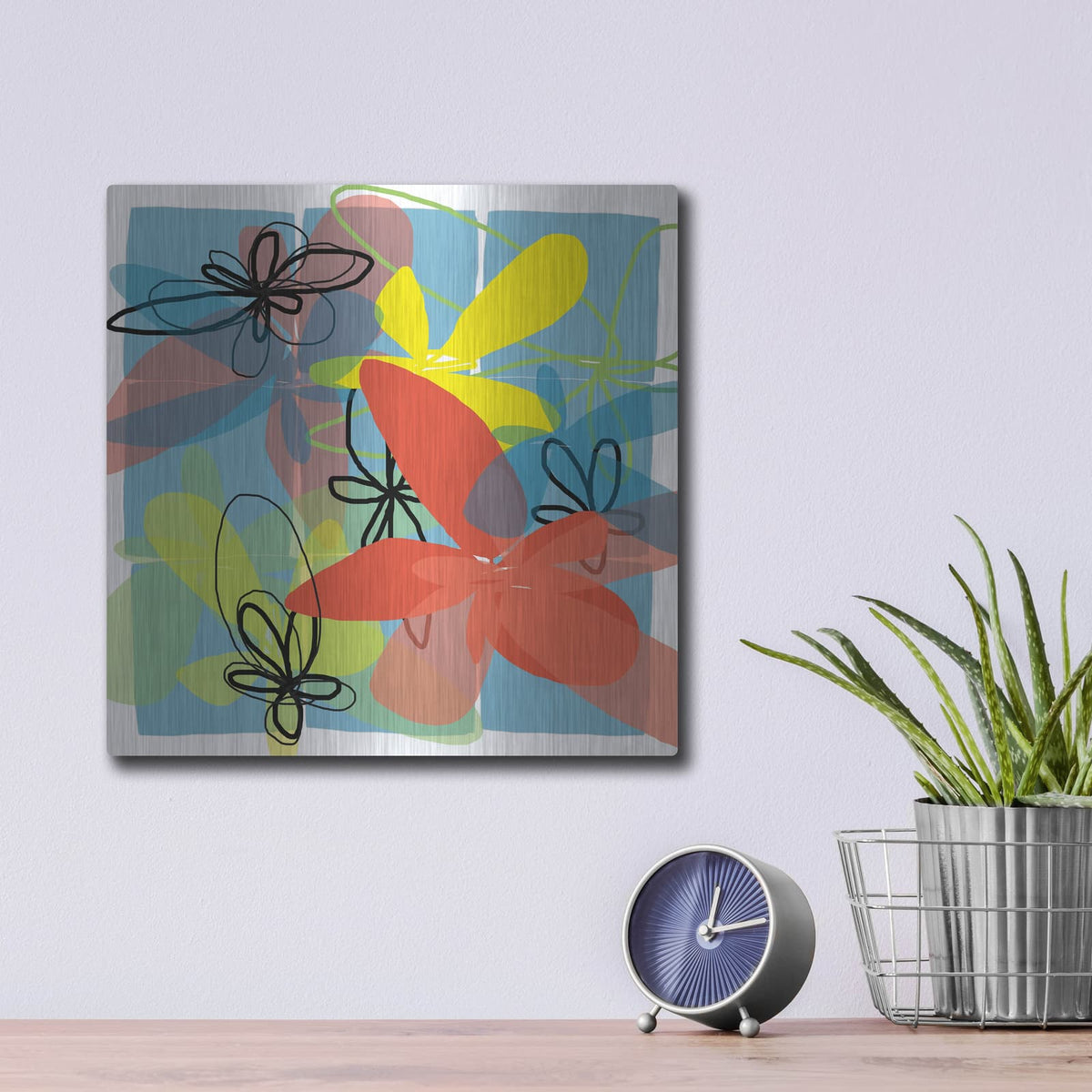 'Pop Goes Space Two' by Jan Weiss – Metal Wall Art, 12x12 room view