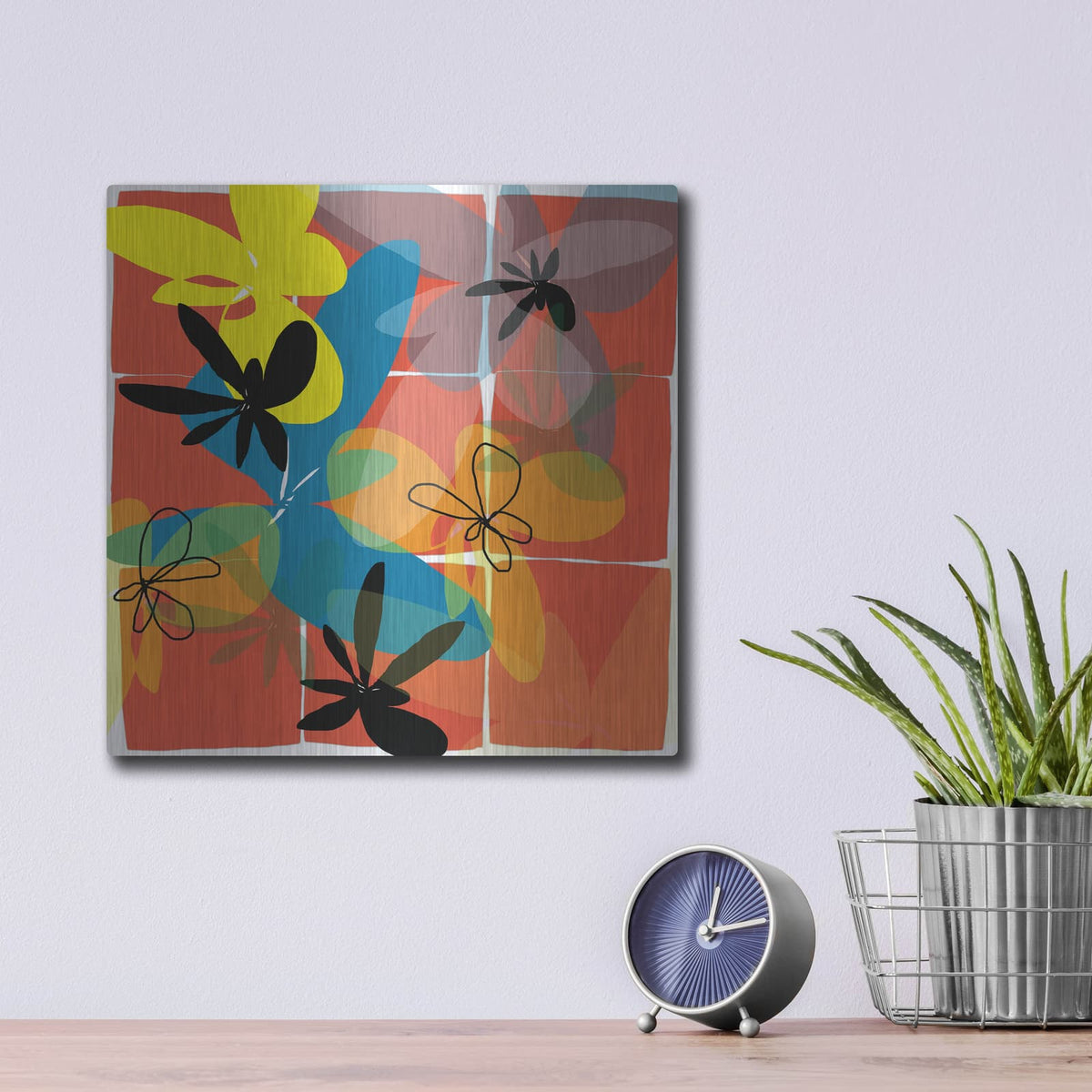 'Pop Goes Space Three' by Jan Weiss – Metal Wall Art, 12x12 room view