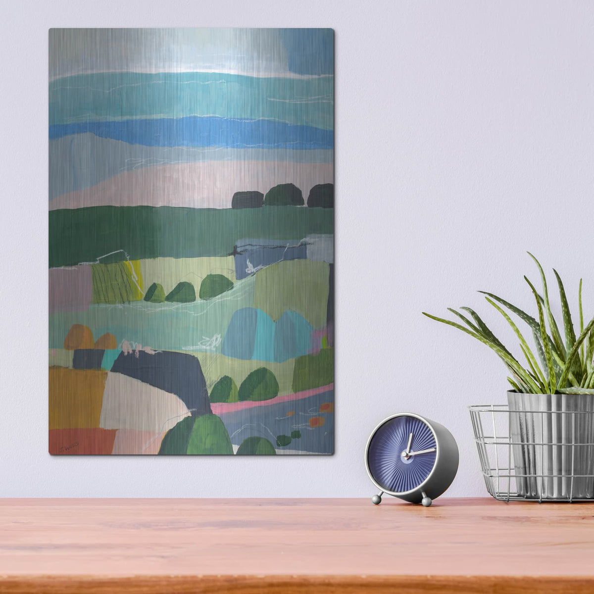 'The Pink Beach' by Jan Weiss – Metal Wall Art, 12x16 room view