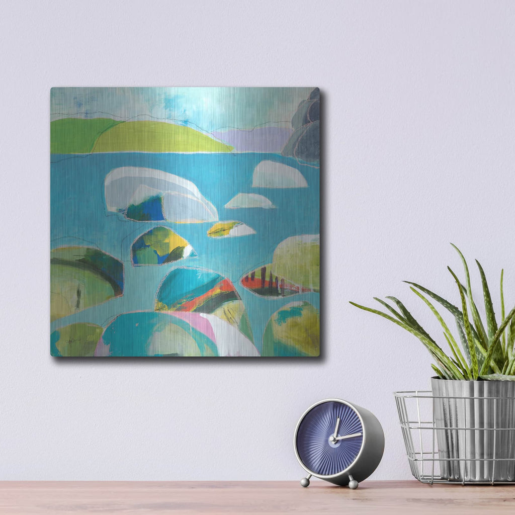 'Sand Harbor Lake Tahoe 3' by Jan Weiss – Metal Wall Art, 12x12 room view