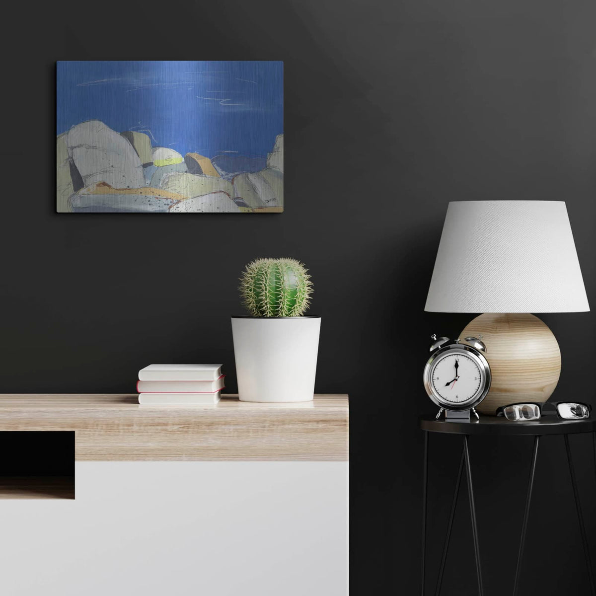 'Joshua Tree Boulders' by Jan Weiss – Metal Wall Art, 24x16 room view