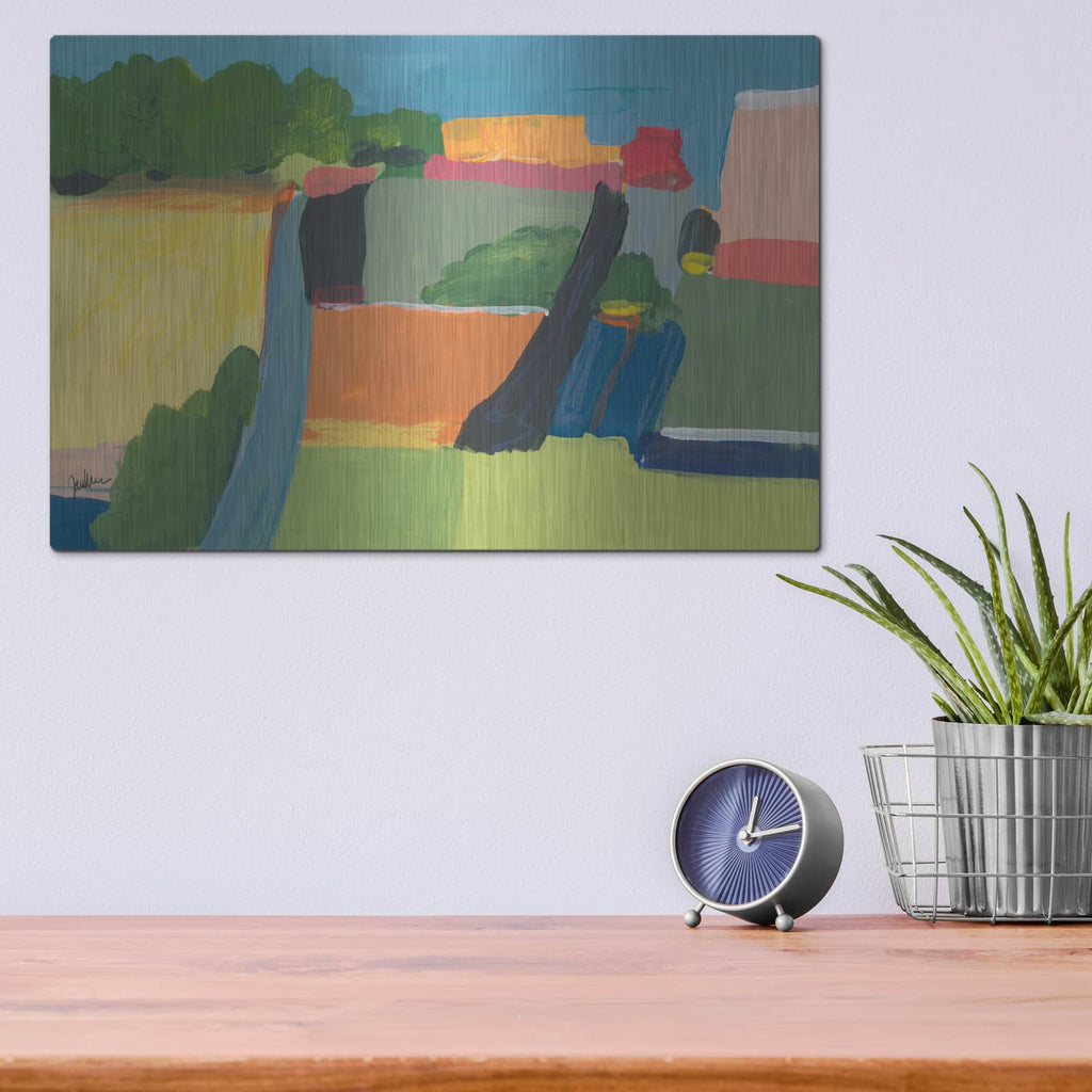 'Small Town On A Hill No. 1' by Jan Weiss – Metal Wall Art, 16x12 room view