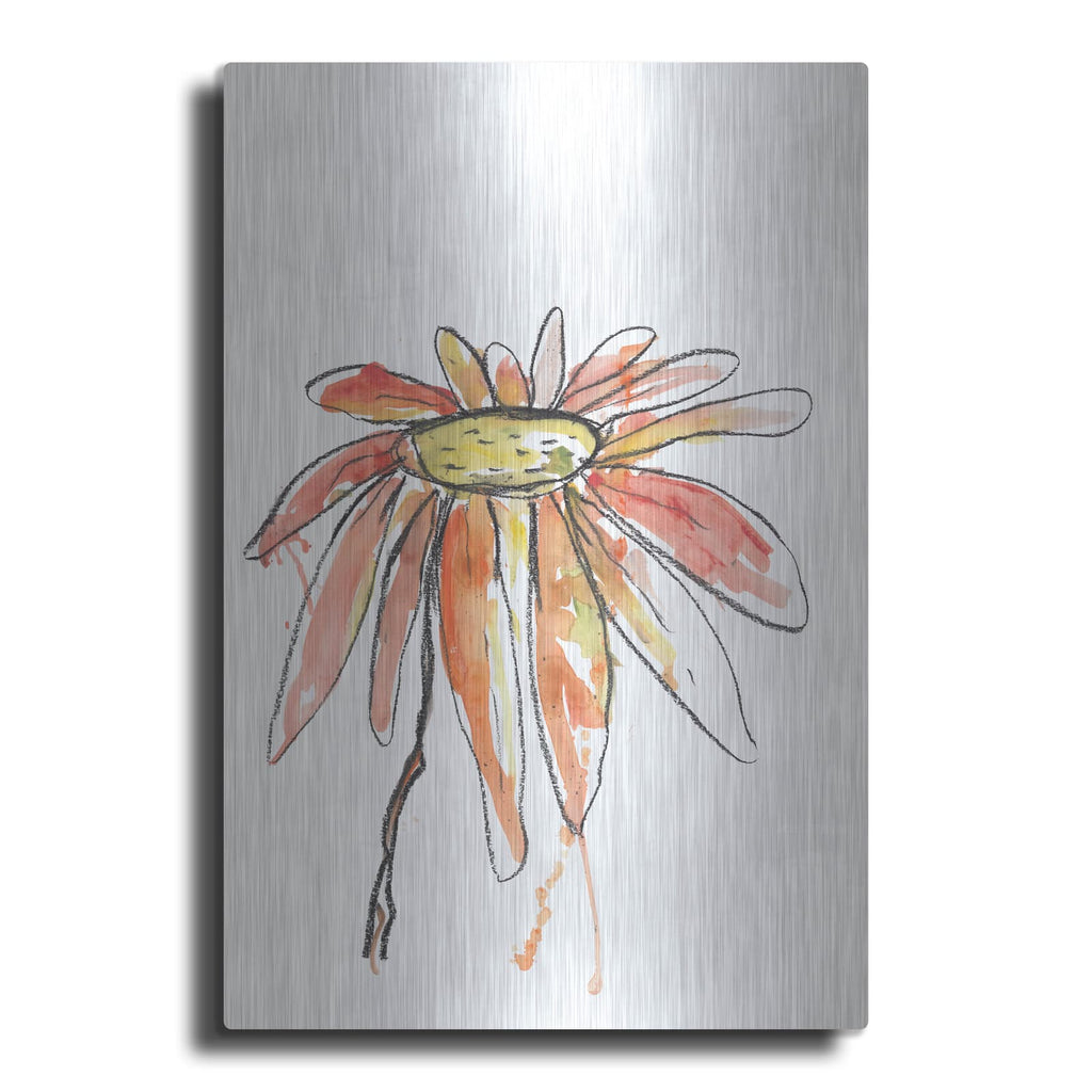 'Orange Modern Botanical' by Jan Weiss – Metal Wall Art