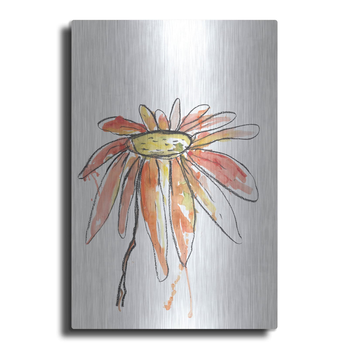 'Orange Modern Botanical' by Jan Weiss – Metal Wall Art