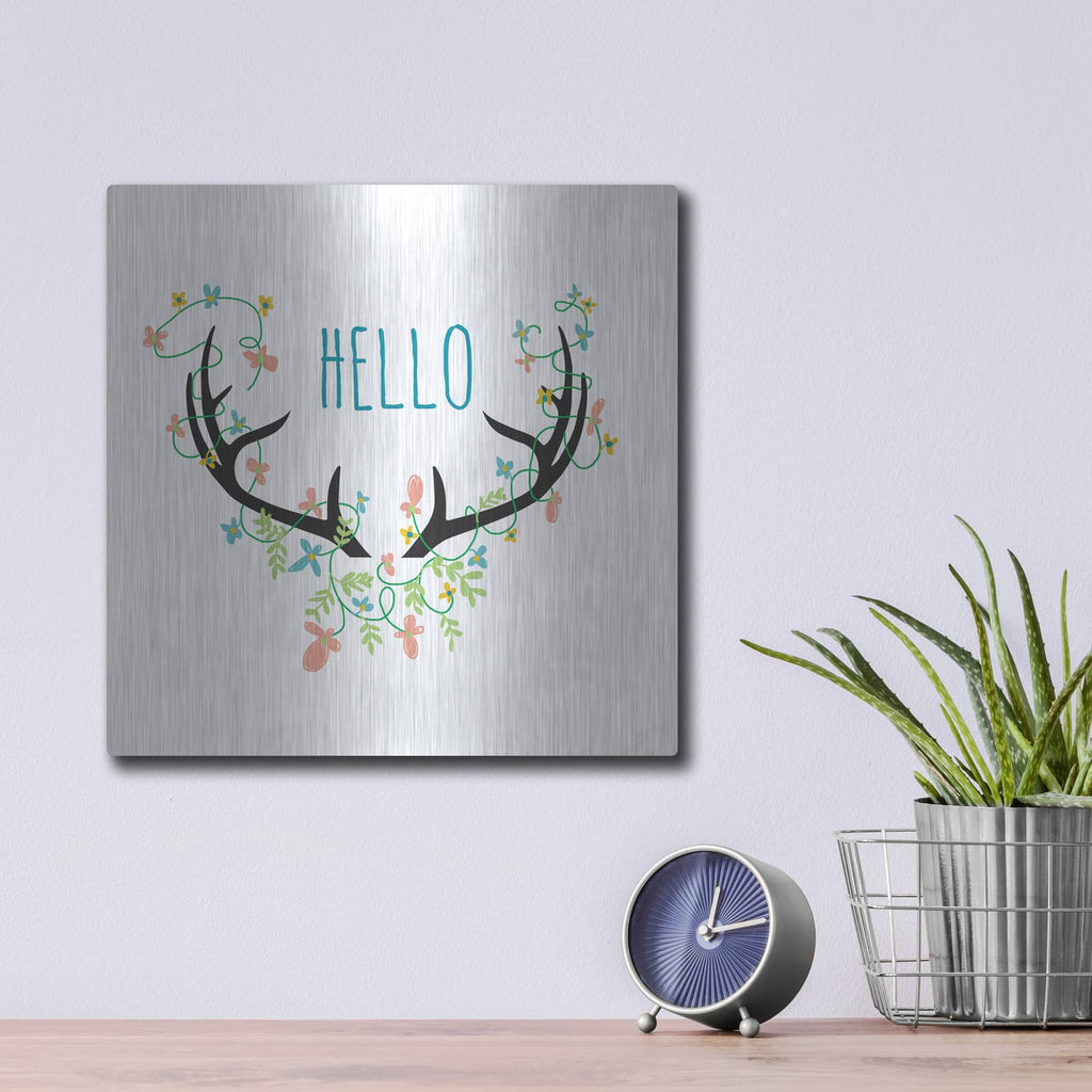 'Hello' by Jan Weiss – Metal Wall Art, 12x12 room view
