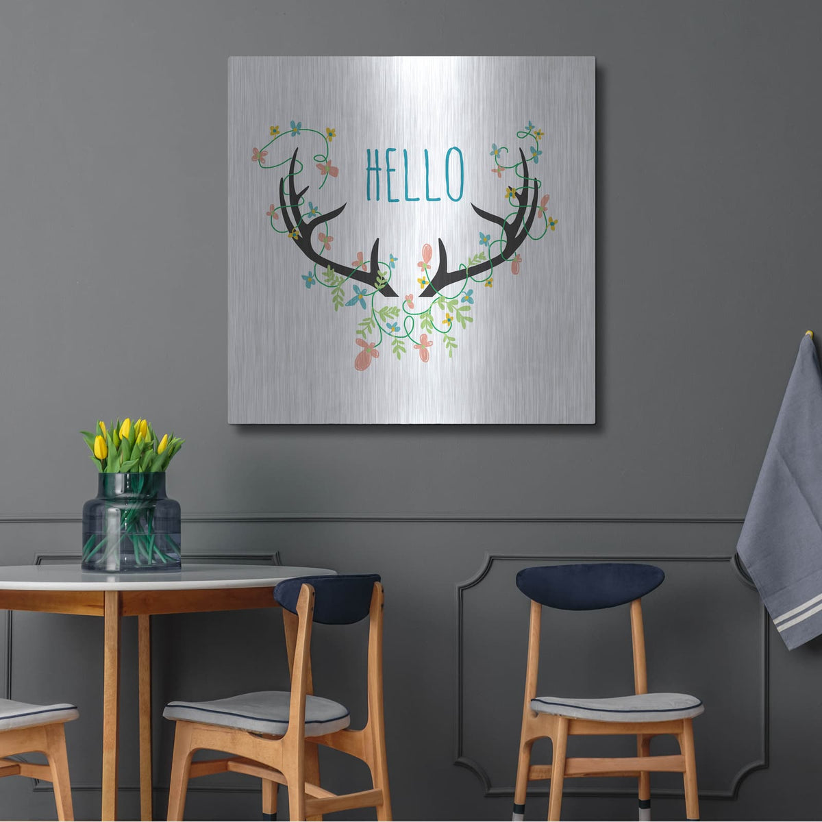 'Hello' by Jan Weiss – Metal Wall Art, 36x36 room view