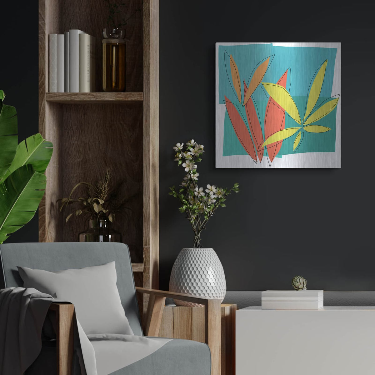 'Grasses I' by Jan Weiss – Metal Wall Art, 24x24 room view