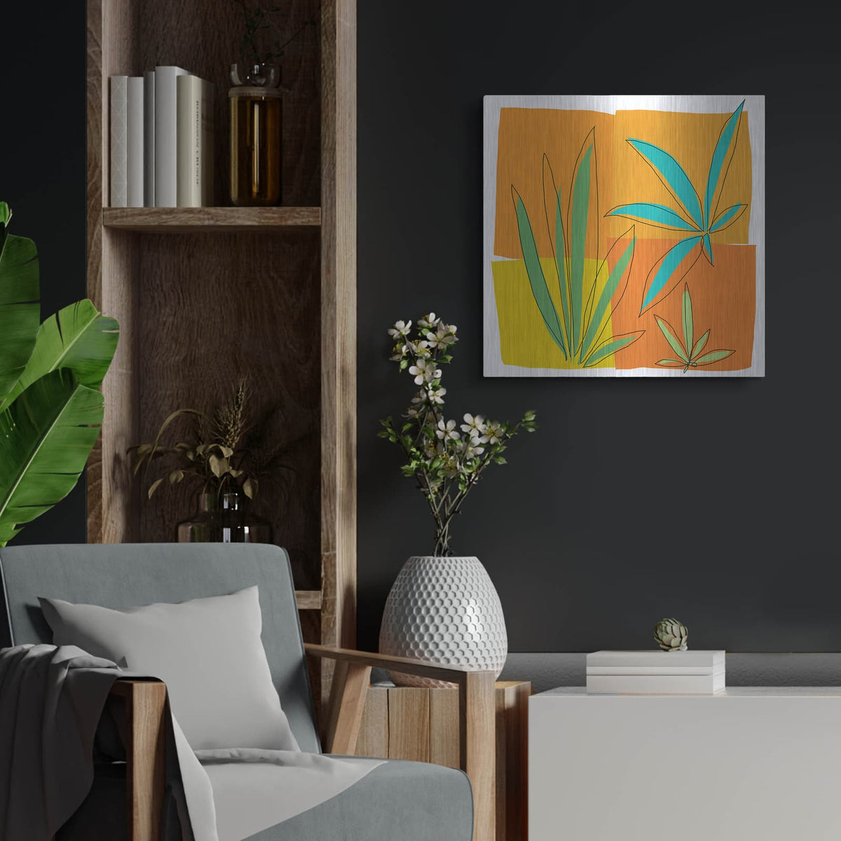 'Grasses Ii' by Jan Weiss – Metal Wall Art, 24x24 room view