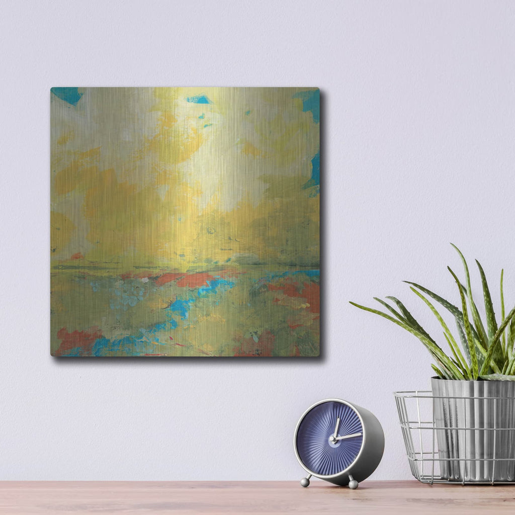 'Earth And Sky' by Jan Weiss – Metal Wall Art, 12x12 room view
