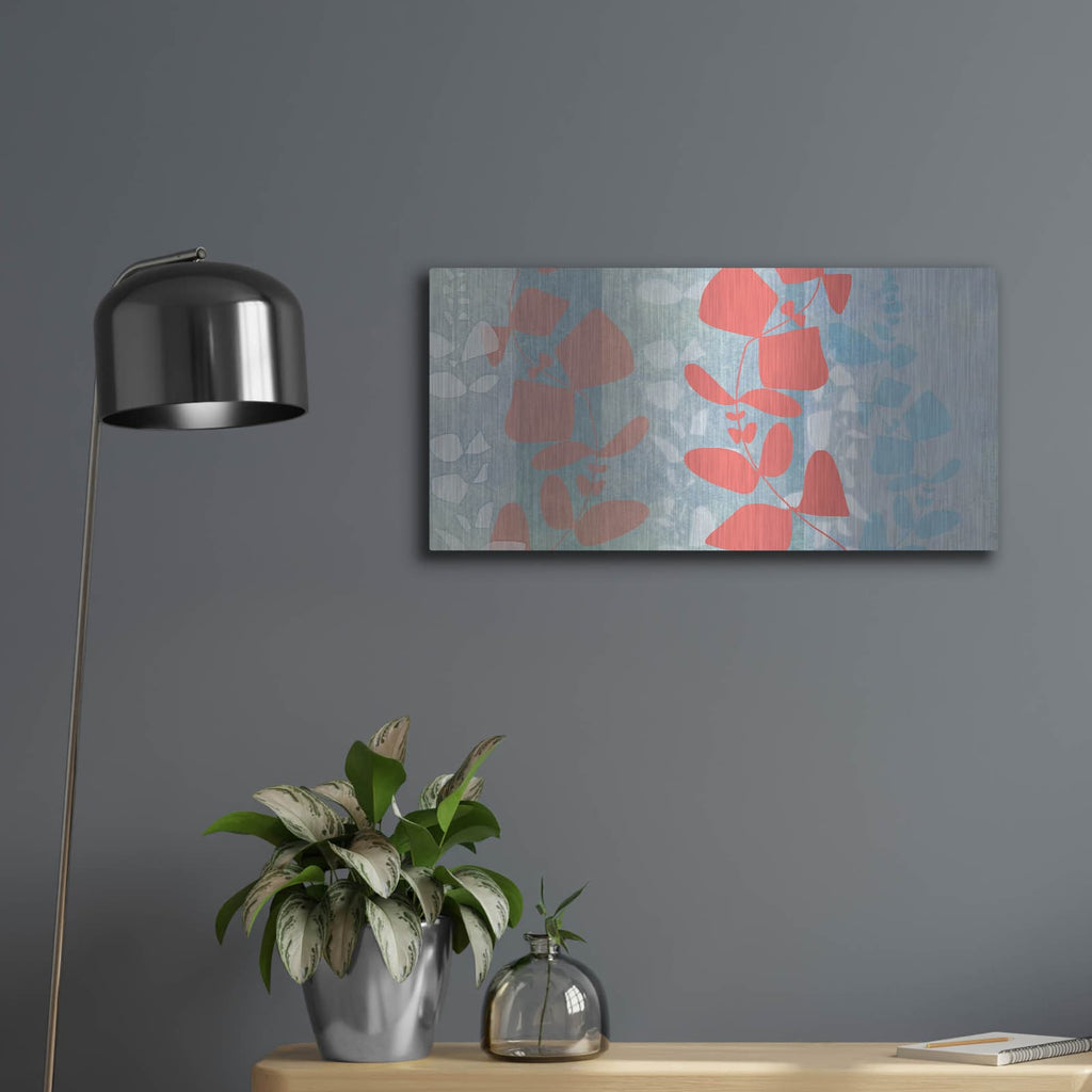 'Dimensional Leaves' by Jan Weiss – Metal Wall Art, 24x12 room view