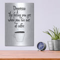 'Depresso' by Jan Weiss – Metal Wall Art, 12x16 room view