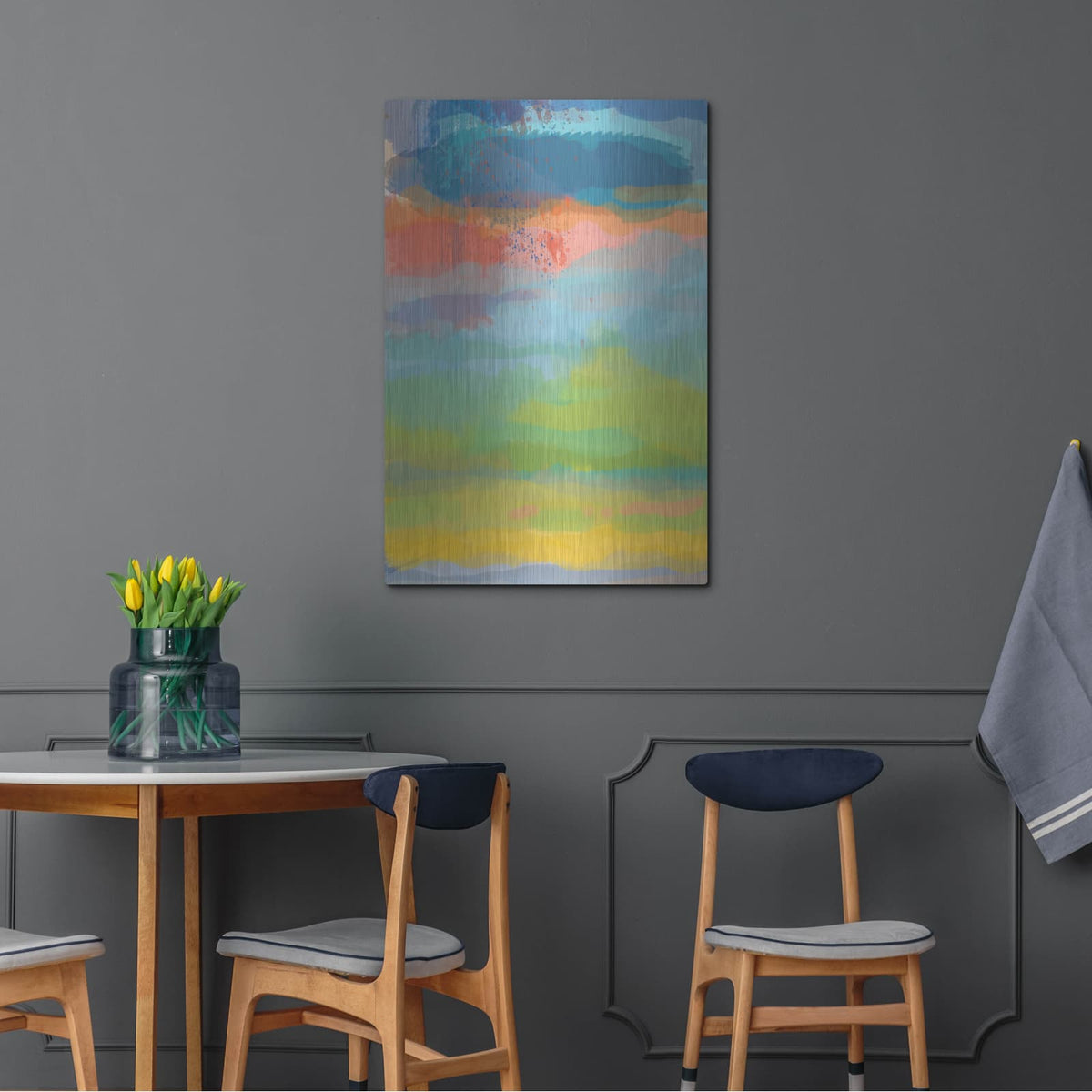 'Coral Sky' by Jan Weiss – Metal Wall Art, 24x36 room view