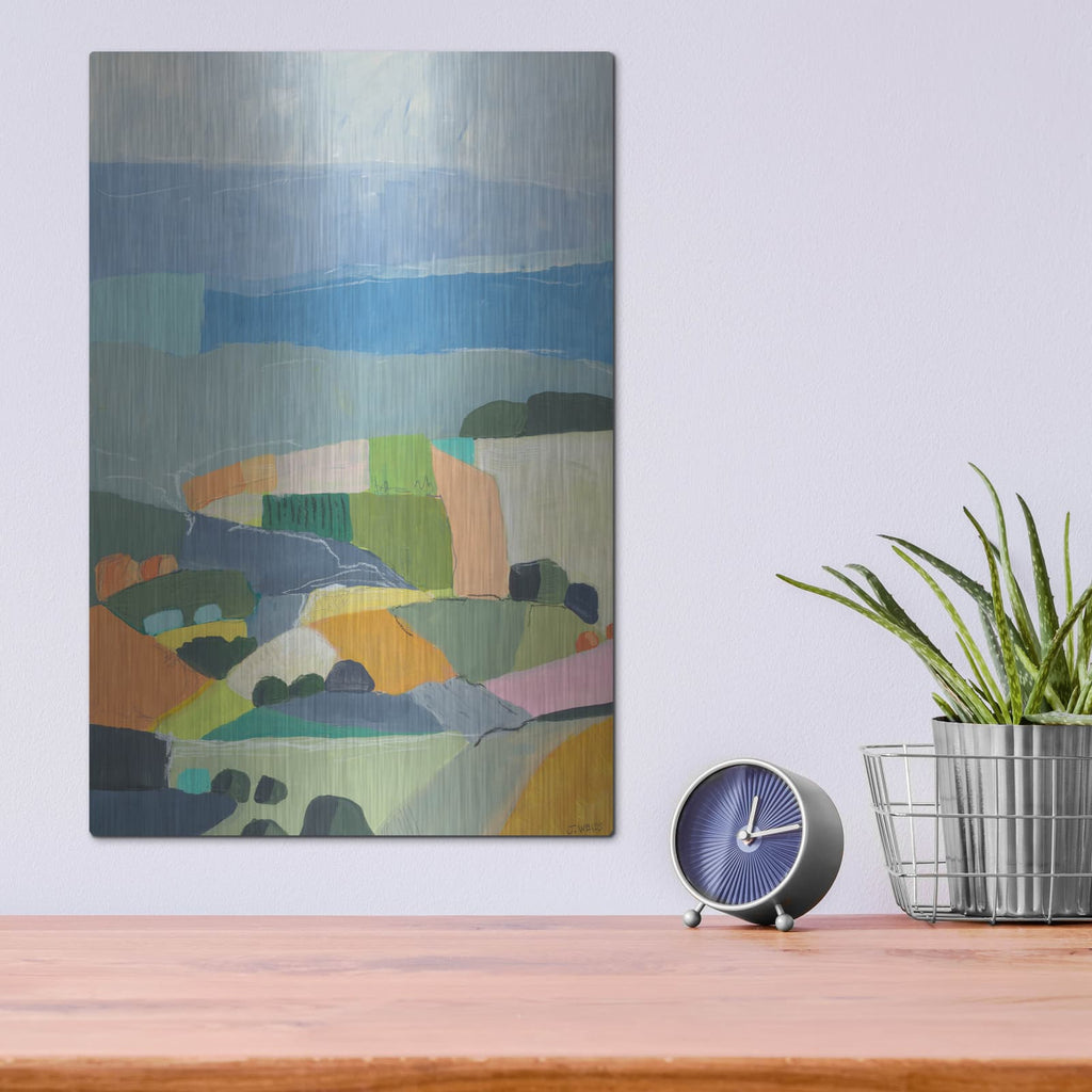 'Color Block Hills' by Jan Weiss – Metal Wall Art, 12x16 room view