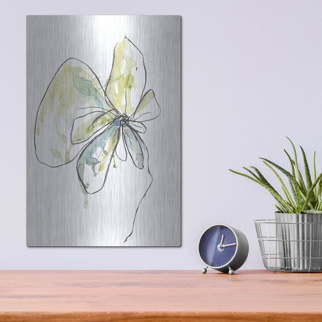 'Citron Modern Botanical' by Jan Weiss – Metal Wall Art, 12x16 room view