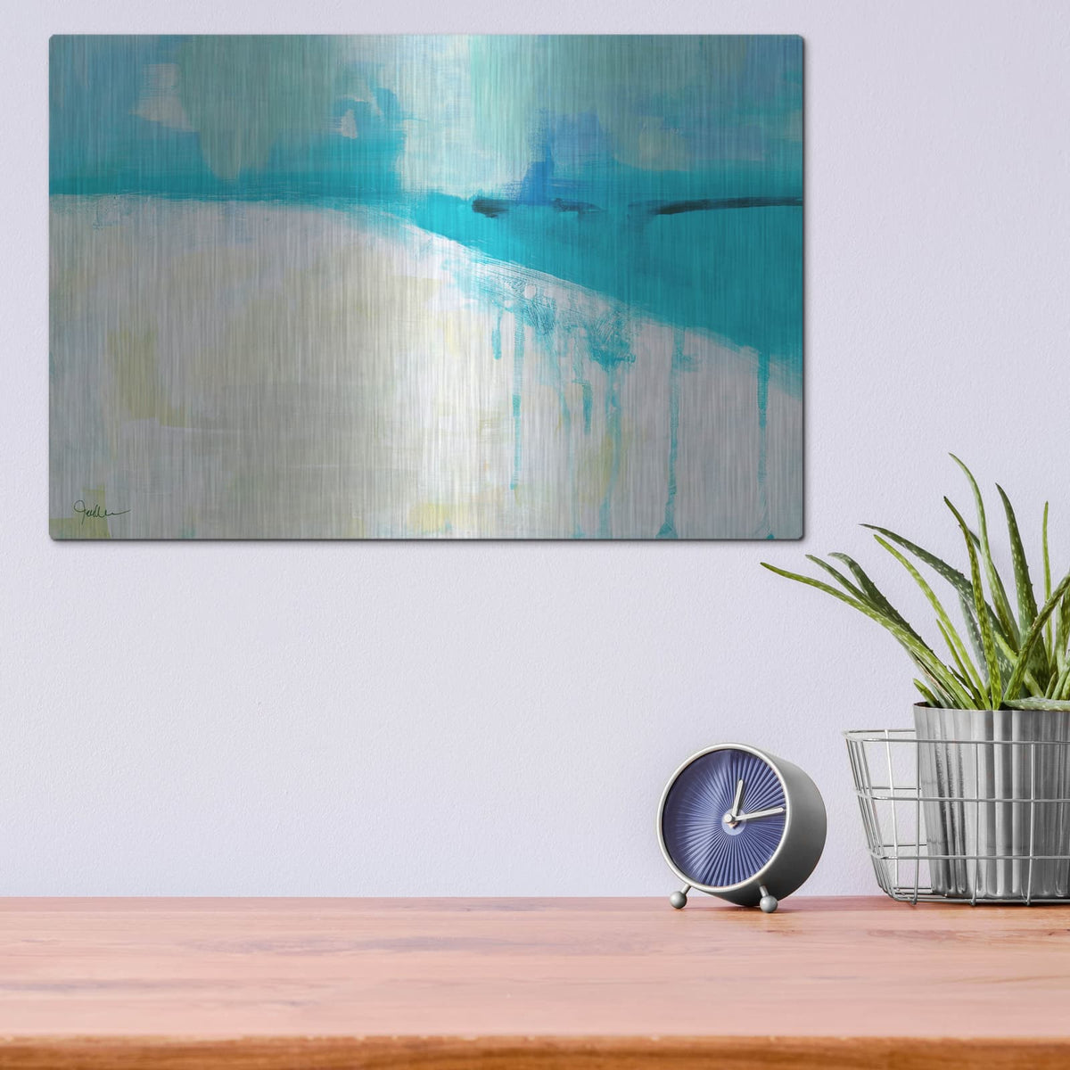 'Coastal Blues 1' by Jan Weiss – Metal Wall Art, 16x12 room view