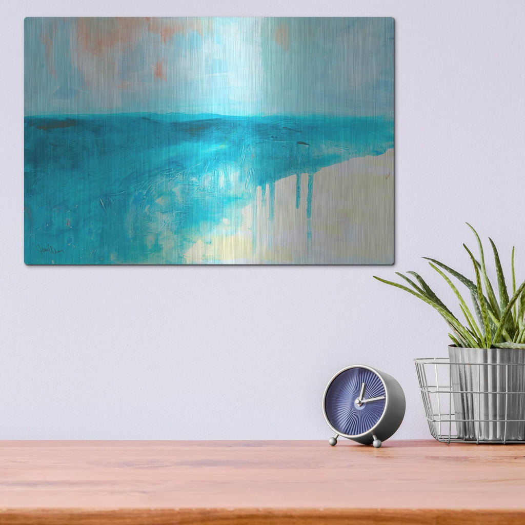 'Coastal Blues 2' by Jan Weiss – Metal Wall Art, 16x12 room view