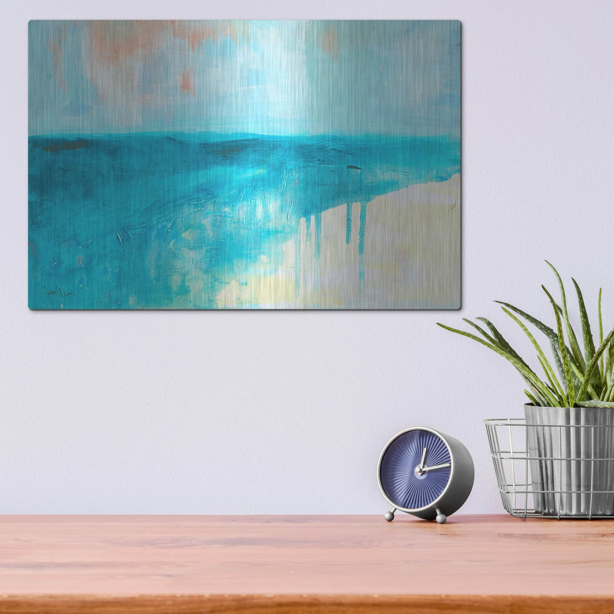 'Coastal Blues 2' by Jan Weiss – Metal Wall Art, 16x12 room view