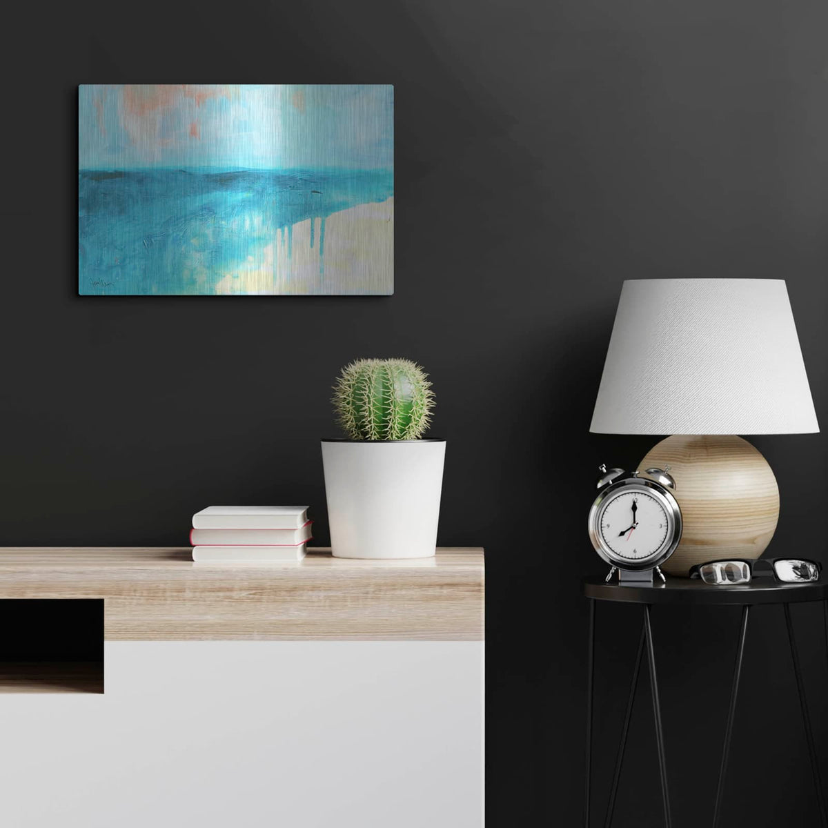'Coastal Blues 2' by Jan Weiss – Metal Wall Art, 24x16 room view