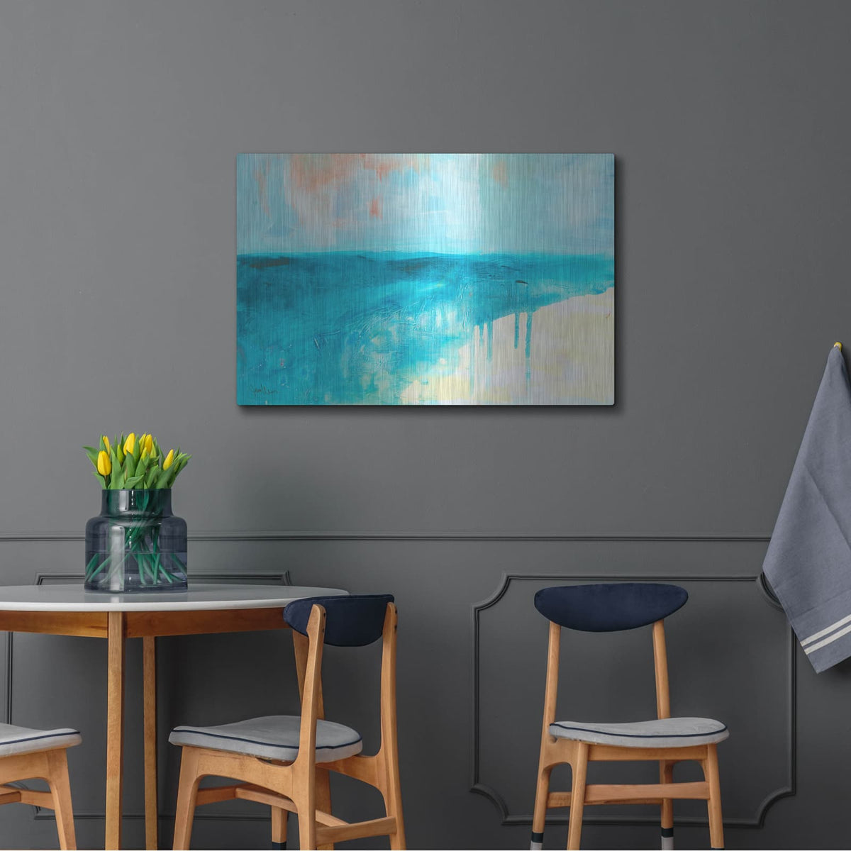 'Coastal Blues 2' by Jan Weiss – Metal Wall Art, 36x24 room view