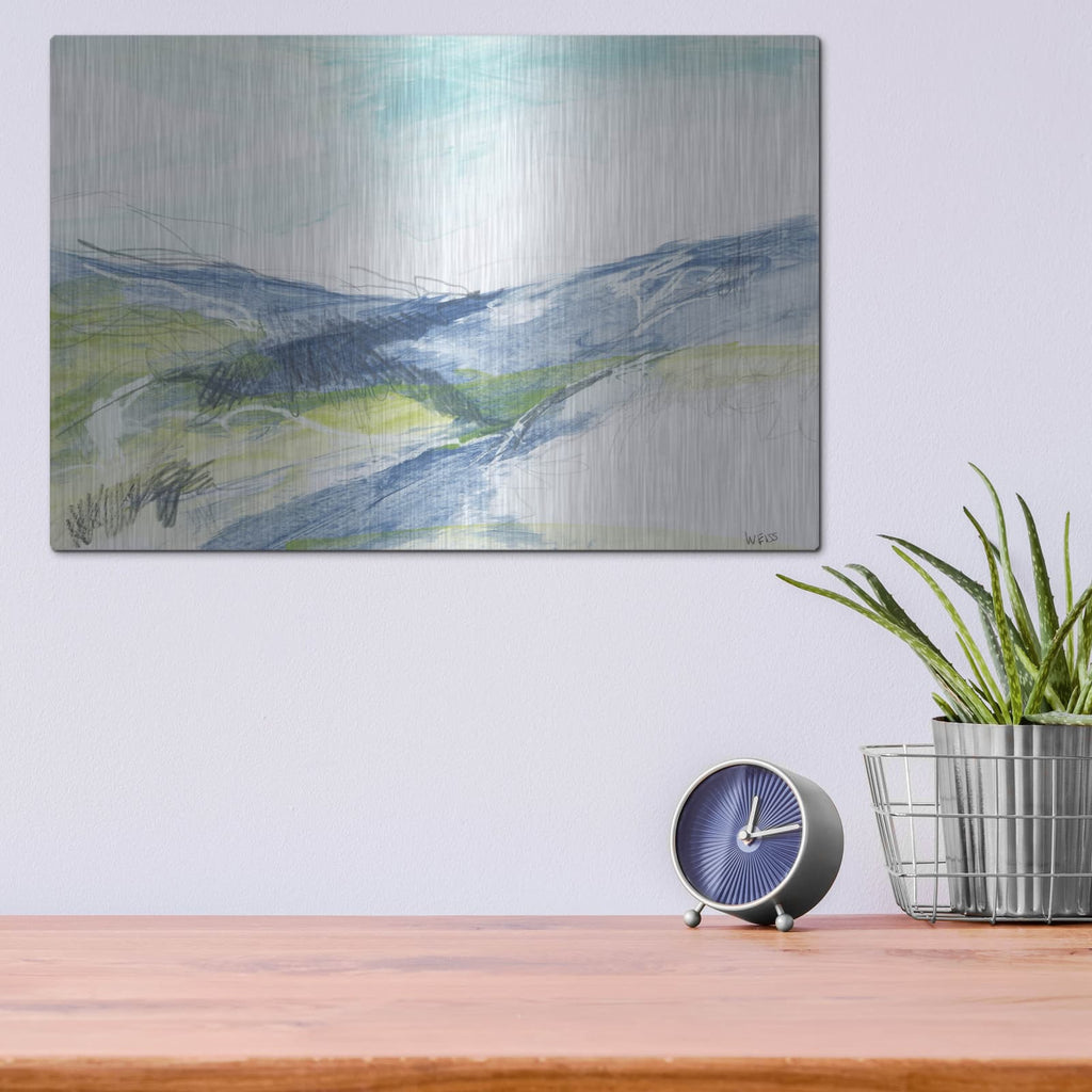 'Blue Hills' by Jan Weiss – Metal Wall Art, 16x12 room view