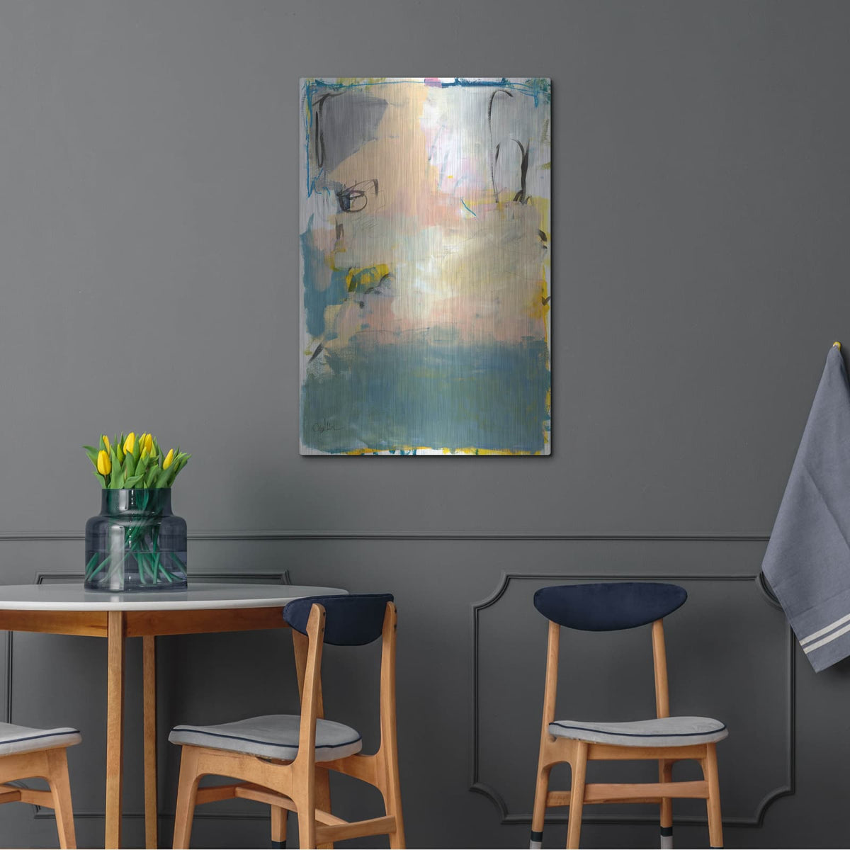 'Blue Fade No. 1' by Jan Weiss – Metal Wall Art, 24x36 room view